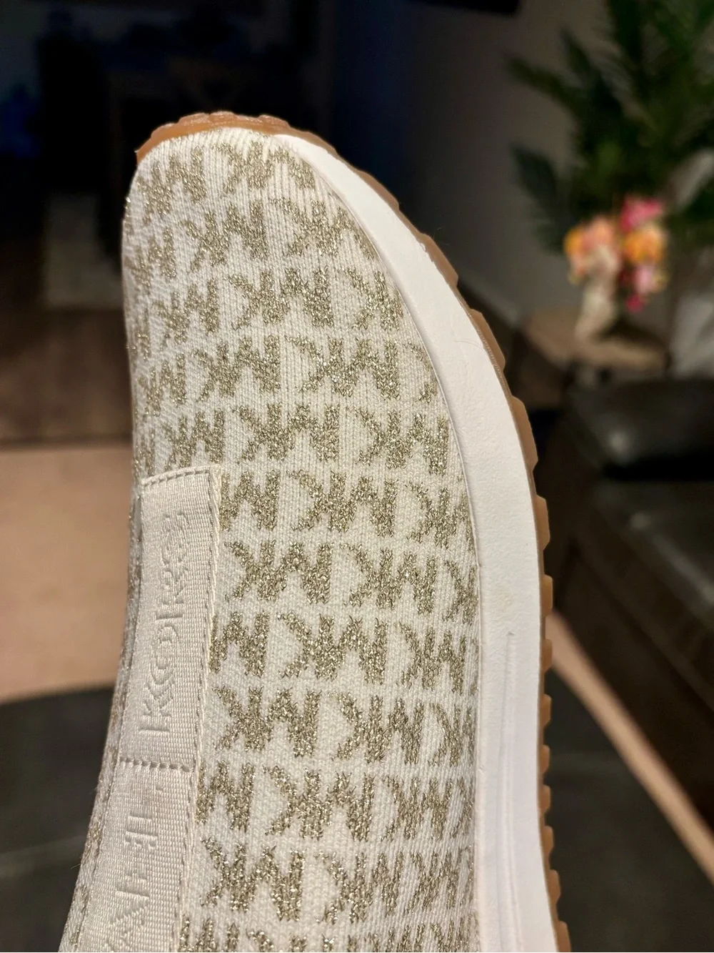 New Michael Kors Cream & Gold Slip-On Sneaker - Picture 11 of 11